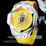 New Replica Hublot Sang Bleu II Chronograph Yellow Dial Watches 45 mm